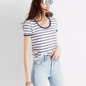 Madewell Navy Blue Ringer T with Harmon Stripe